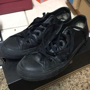 All black leather converse